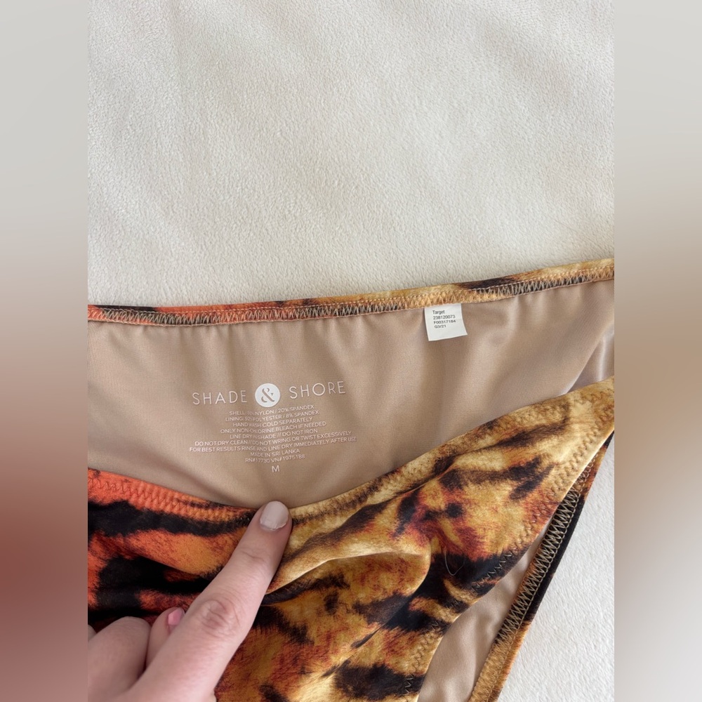 Shade & Shore Cheeky Tiger-Print Bikini Bottoms in Orange and Black - Picture 2 of 5